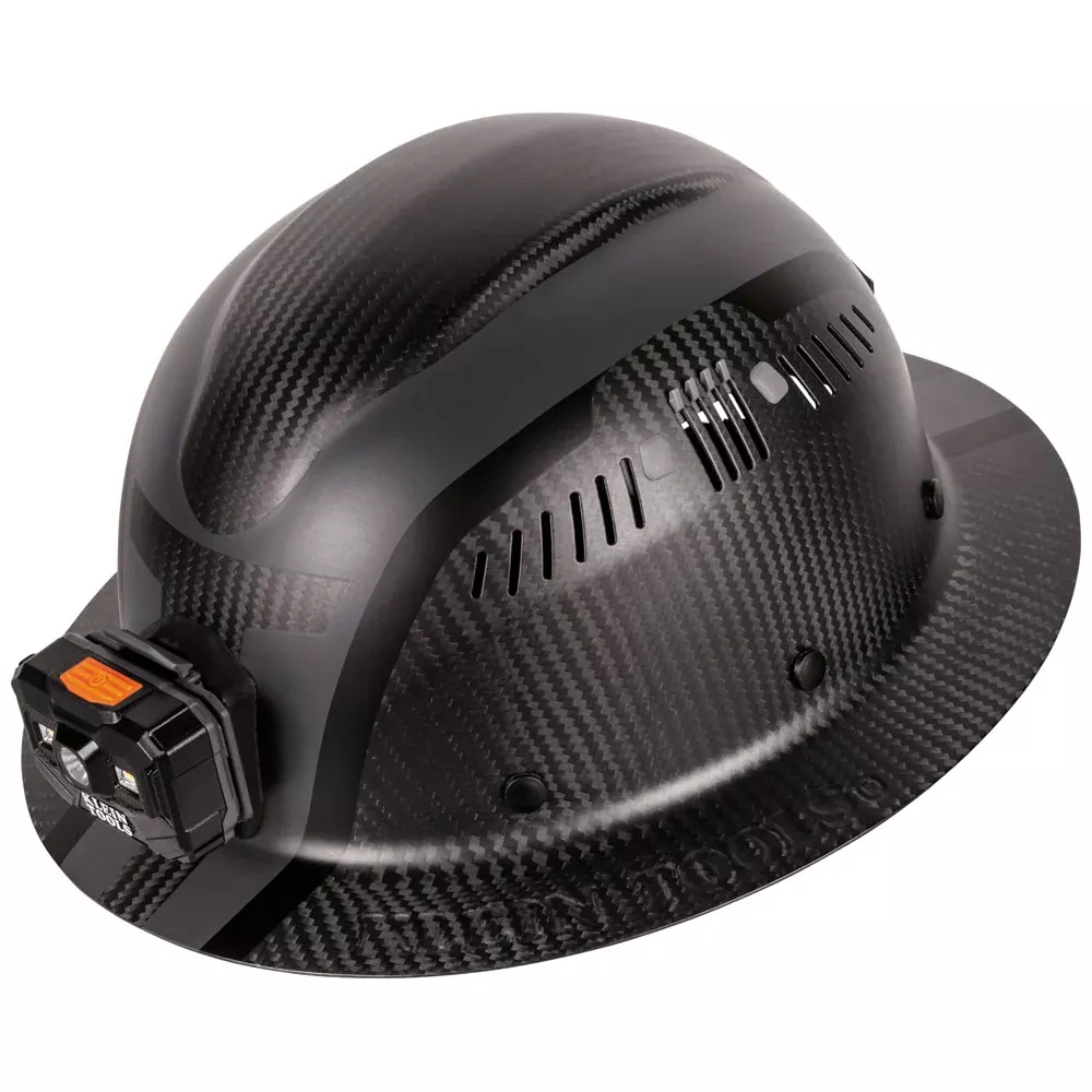 Klein Tools Spartan Class C Full Brim Carbon Fiber Hard Hat w/ Headlamp