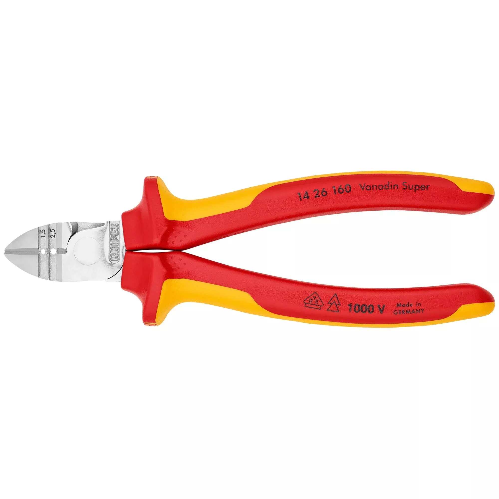 Knipex 14 26 160 6 1/4" Diagonal Cutting Pliers with Stripper-1000V Insulated