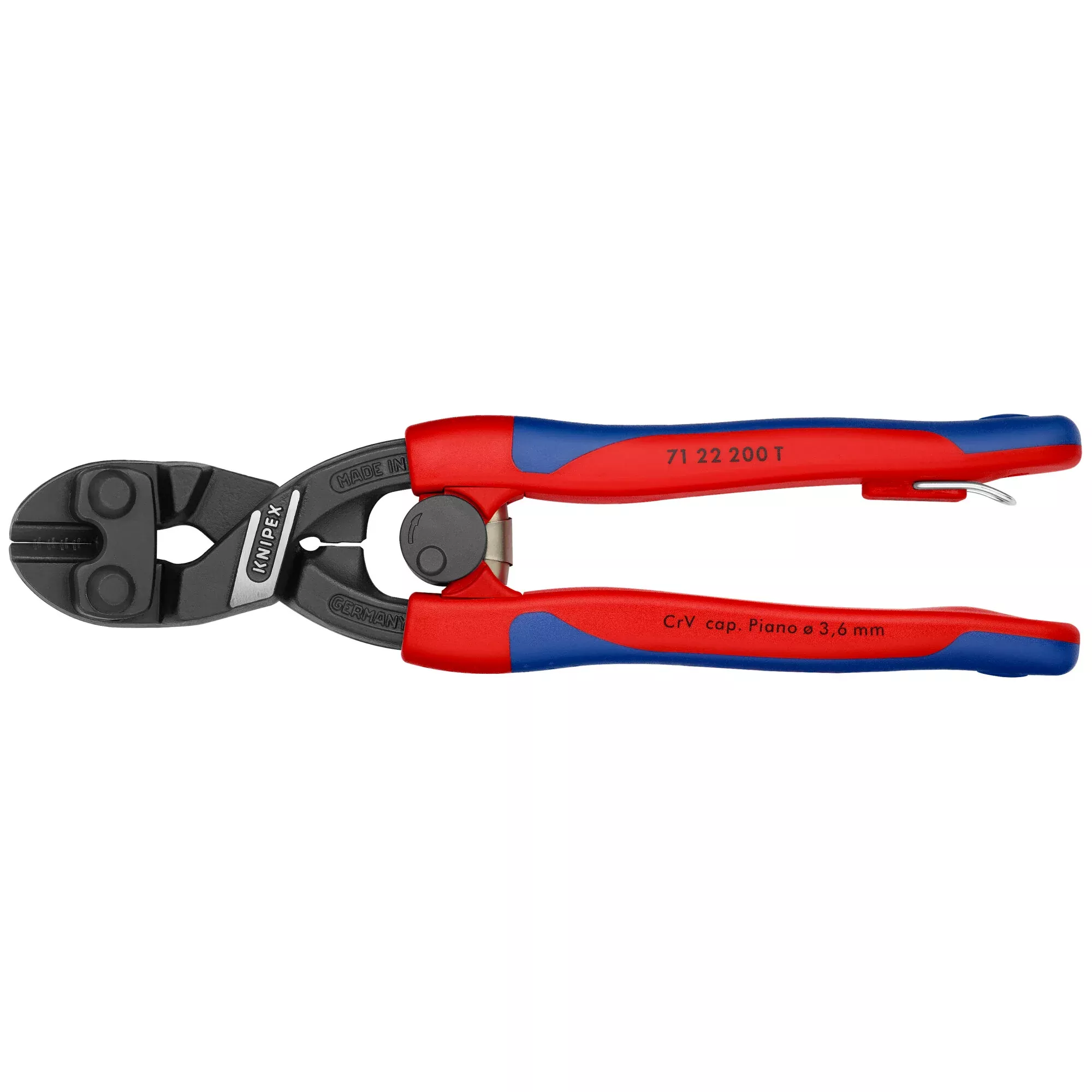 Knipex 71 22 200 T BKA 8" CoBolt High Leverage 20° Angled Compact Bolt Cutters-Tethered Attachment