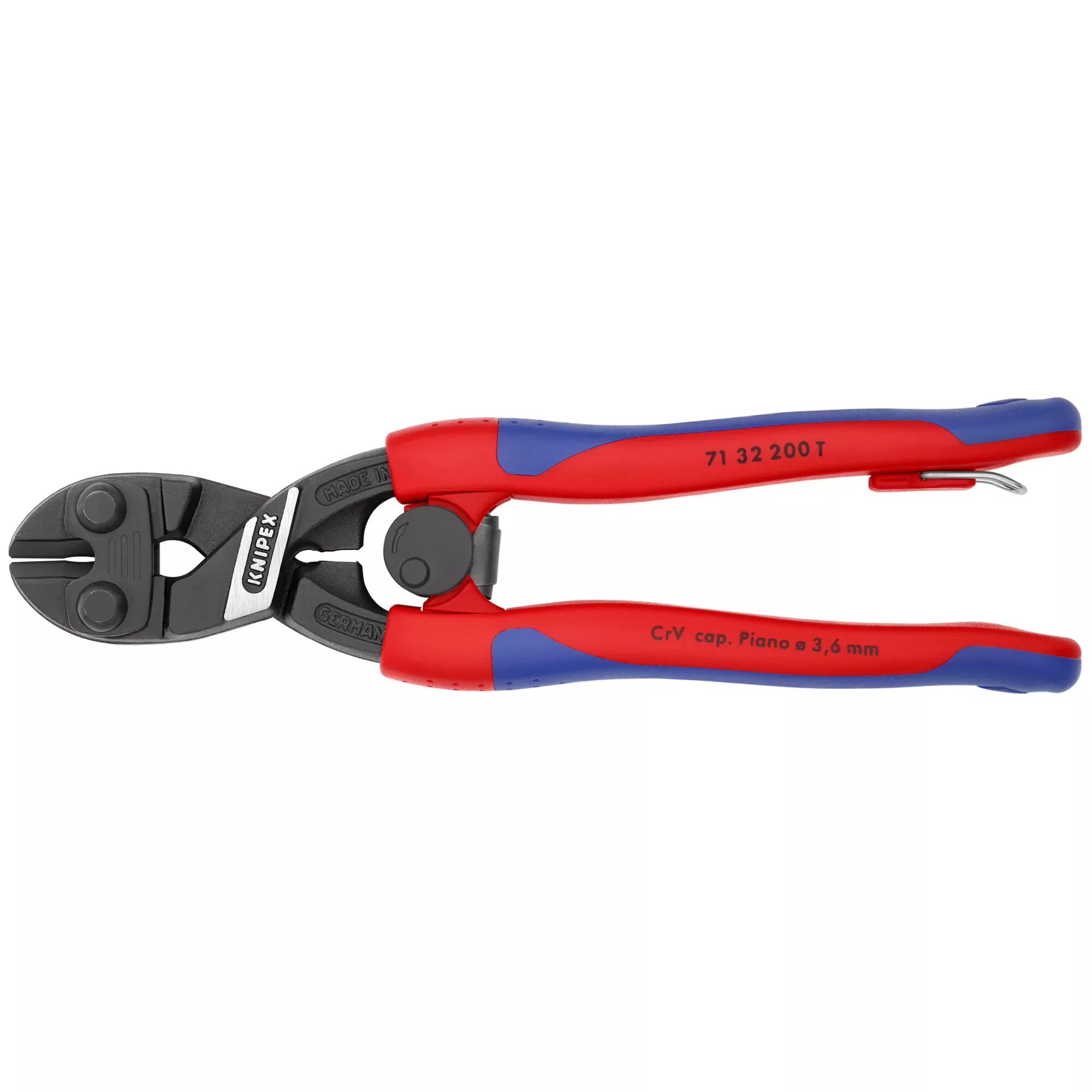 Knipex 71 32 200 T BKA 8" CoBolt High Leverage Compact Bolt Cutter-Notched Blade-Tethered Attachment