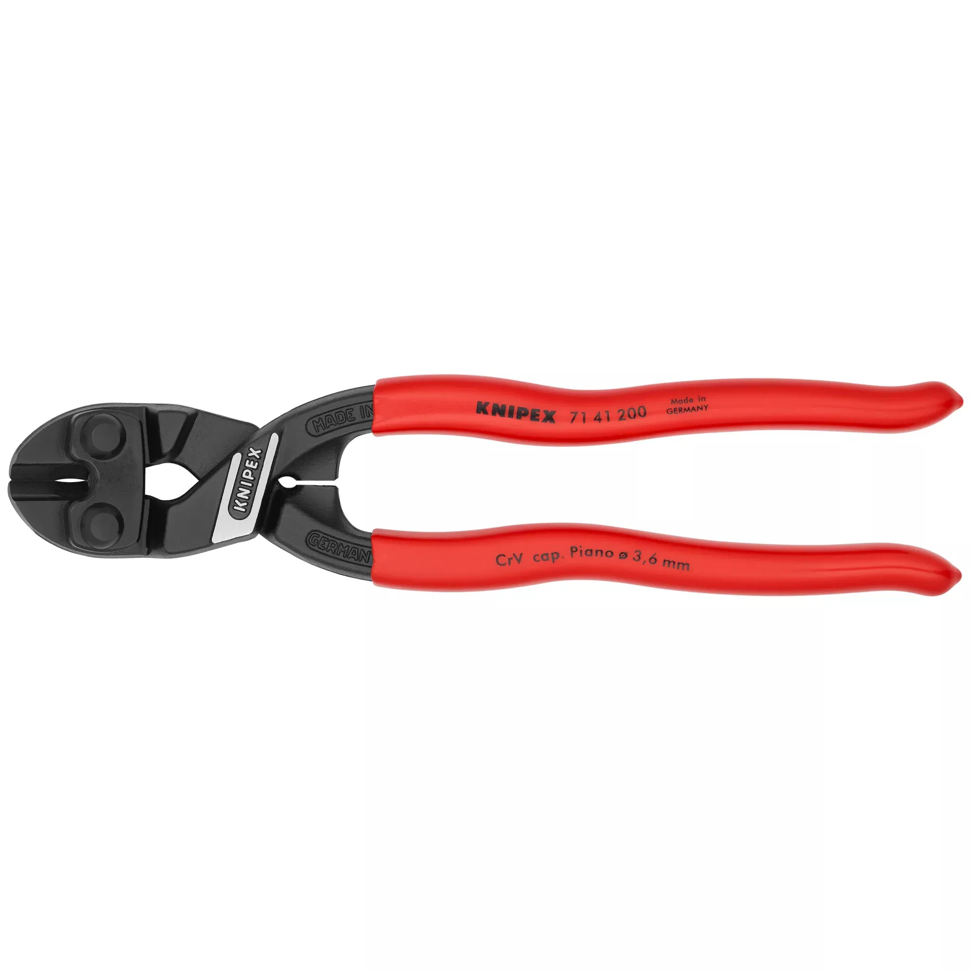 Knipex 71 41 200 8" CoBolt High Leverage 20° Angled Compact Bolt Cutters-Notched Blade
