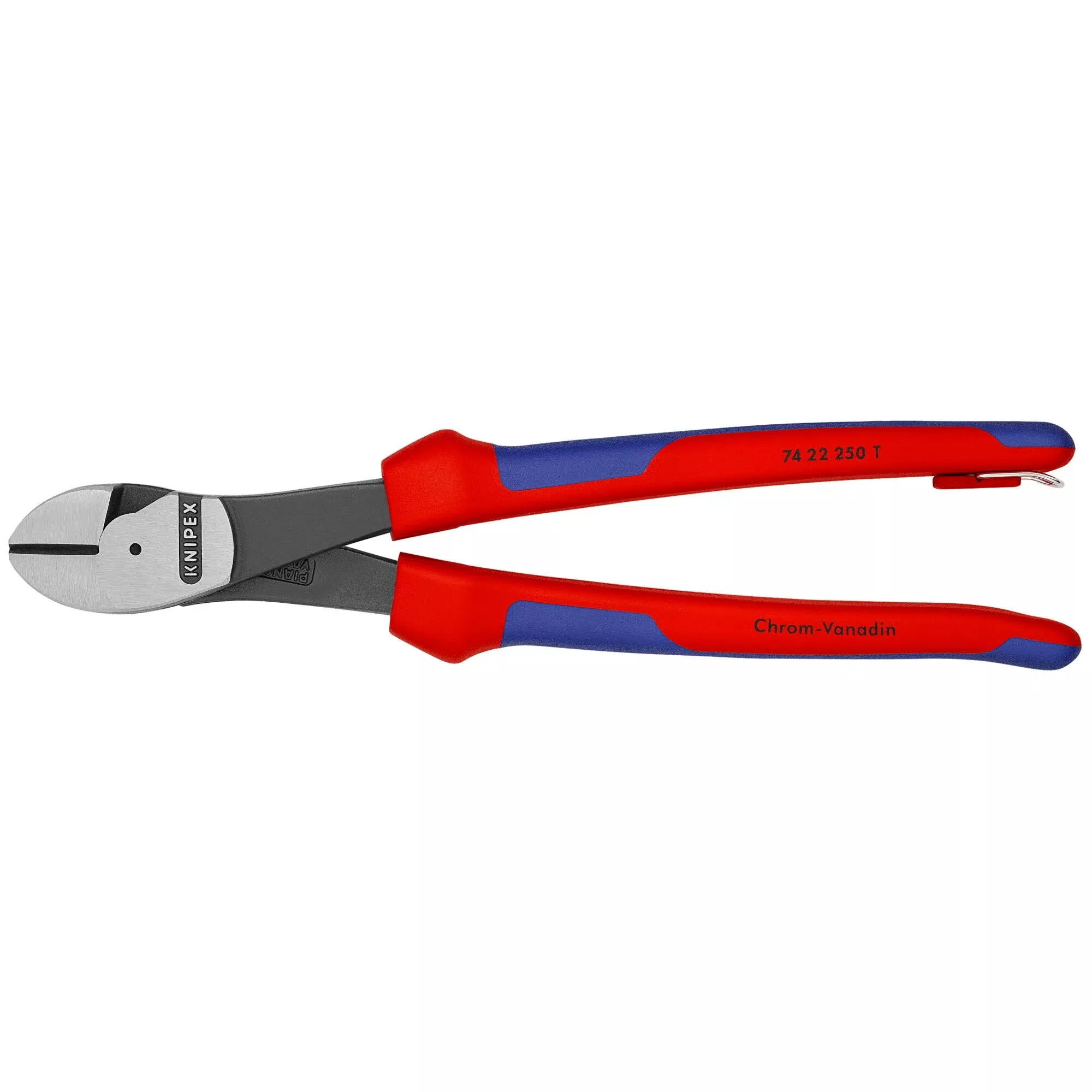 Knipex 74 22 250 T BKA 10" High Leverage 12° Angled Diagonal Cutters-Tethered Attachment