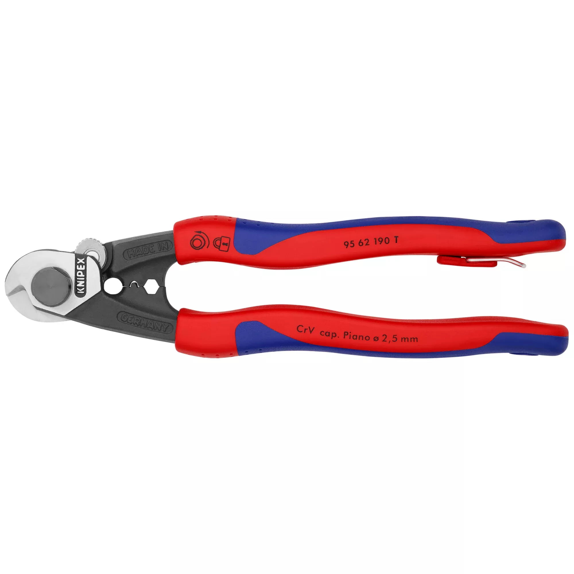 Knipex 95 62 190 T BKA 7 1/2" Wire Rope Shears-Tethered Attachment