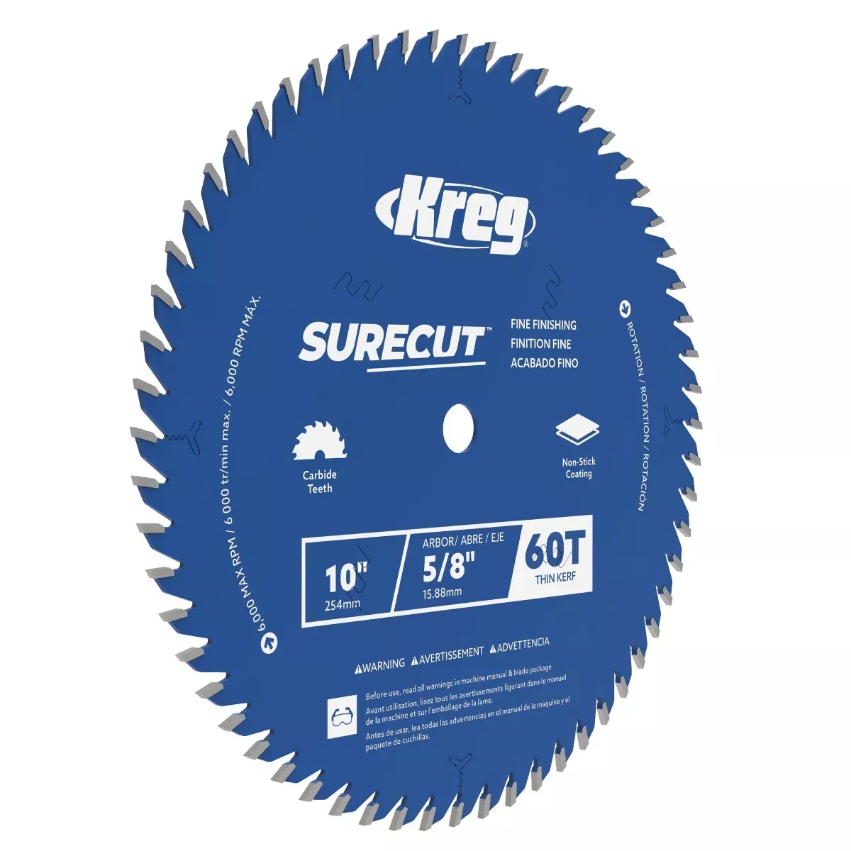Kreg 10" SureCut Fine Finishing 60-Tooth Saw Blade KSB10FF60