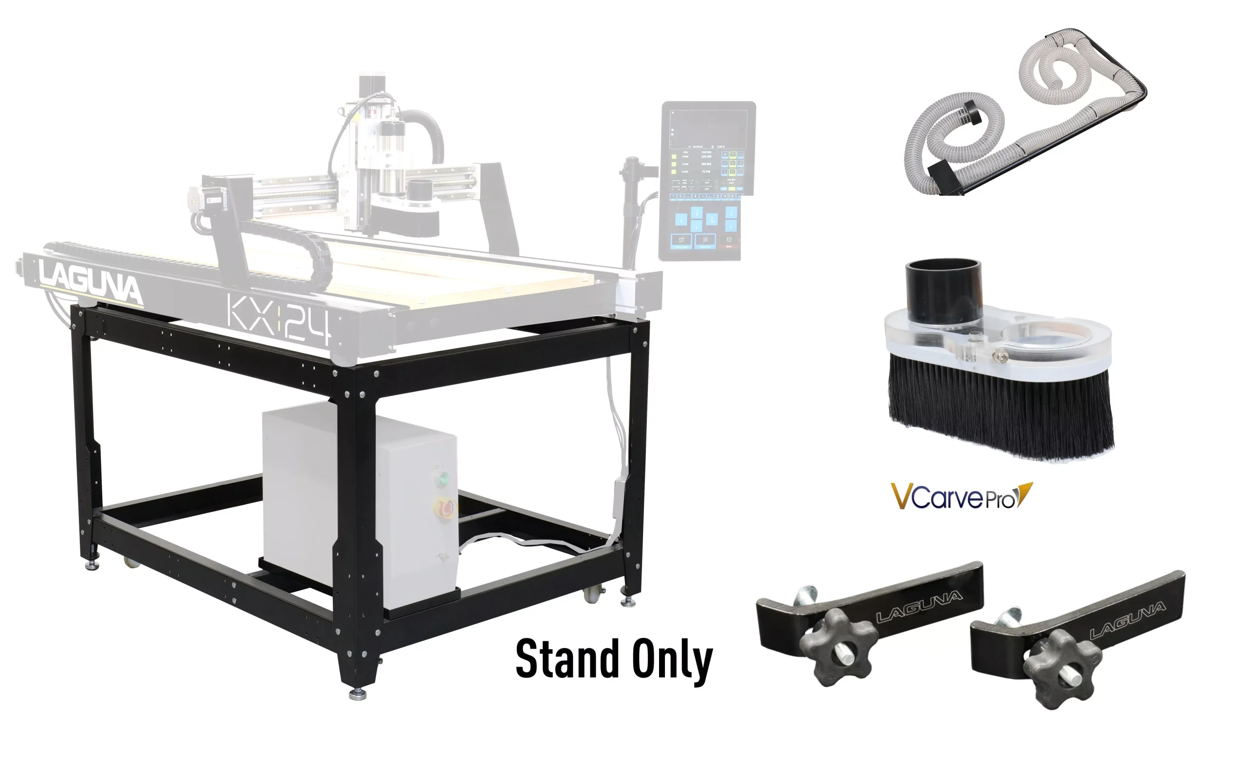 Laguna Tools KX|24 Accessories Bundle: Mobile Stand, Dust Kit, Dust Shoe, 2 Clamps, VCarve Pro, LED KX24B2