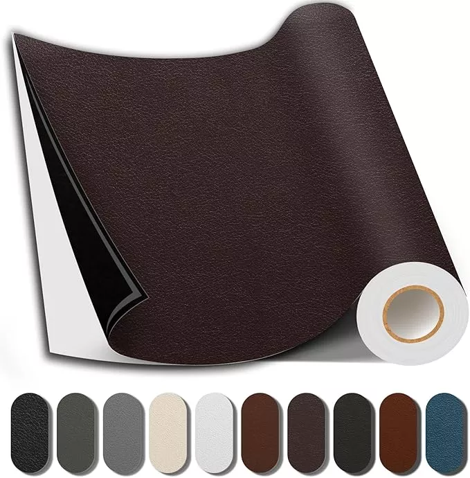 Leather Repair Patch, 35X158 Inch Repair Patch Self Adhesive Waterproof, DIY Large Vinyl Patches for Couches, Furniture, Kitchen Cabinets, Wall （Dark Brown, 35X158 Inch）