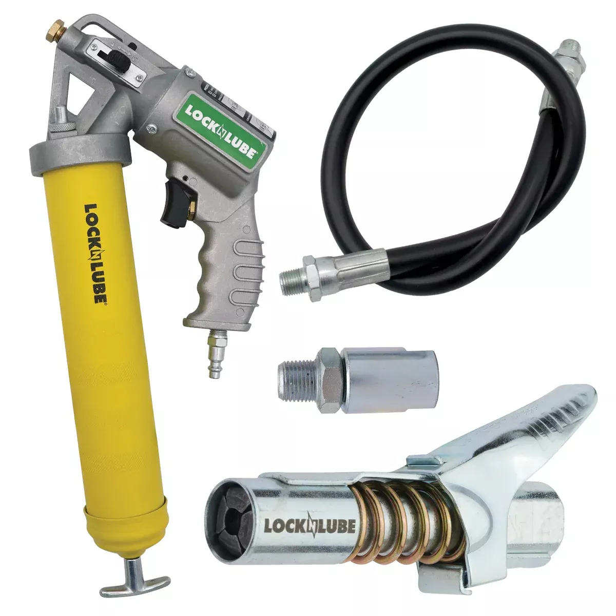 LOCKNLUBE 2-IN-1 Pneumatic Grease Gun w/ Single Shot & Continuous Modes