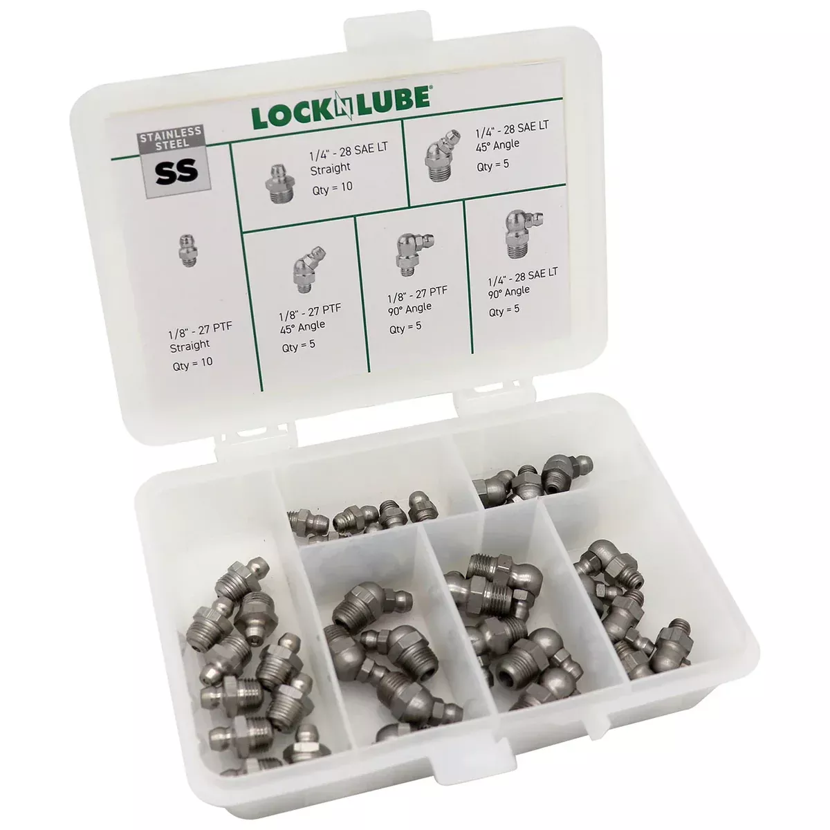 LOCKNLUBE Stainless Steel Grease Fittings Set - SAE