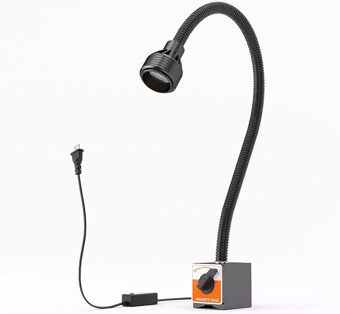 Magnetic Work Light,Three-ColorTemperature,1320Lumen 120v FlexibleGooseneck Work Light withAdjustable Focus and Magnetic Base for Lathe CNC MillingDrill Press SewingMachine Industrial Light