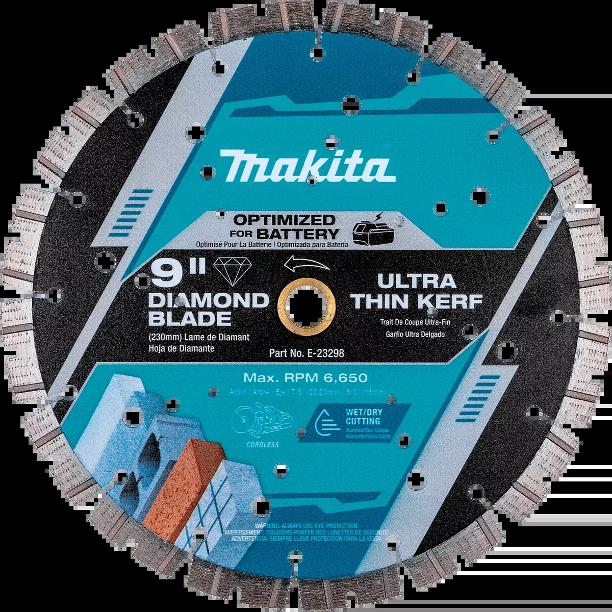 MAKITA 9" Thin Kerf Diamond Blade, Segmented, General Purpose