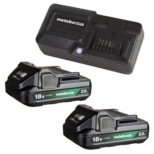 Metabo 18V Lithium Ion Starter Kit with 2x 2.0Ah Batteries with Charge Indicators & Charger UC18YKSLSM