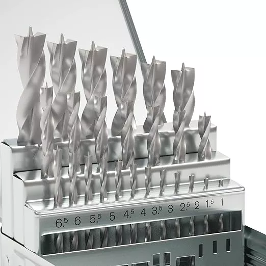 Metric Brad Point Wood Drill Bit Set, 25Pcs High Speed Steel Drill Bit Set with Double Flutes Design for Carpenter Woodworking and All Types of Wood (1mm - 13mm)
