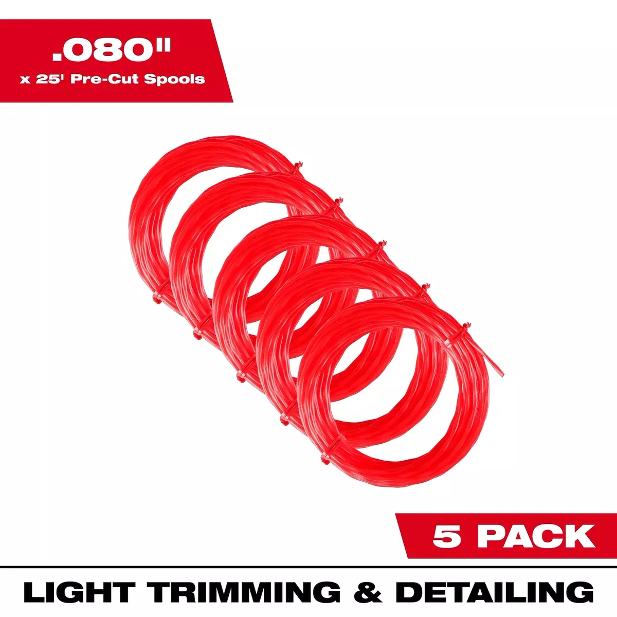 Milwaukee .080" x 25’ (5 PK) Pre-Cut Twisted Trimmer Line