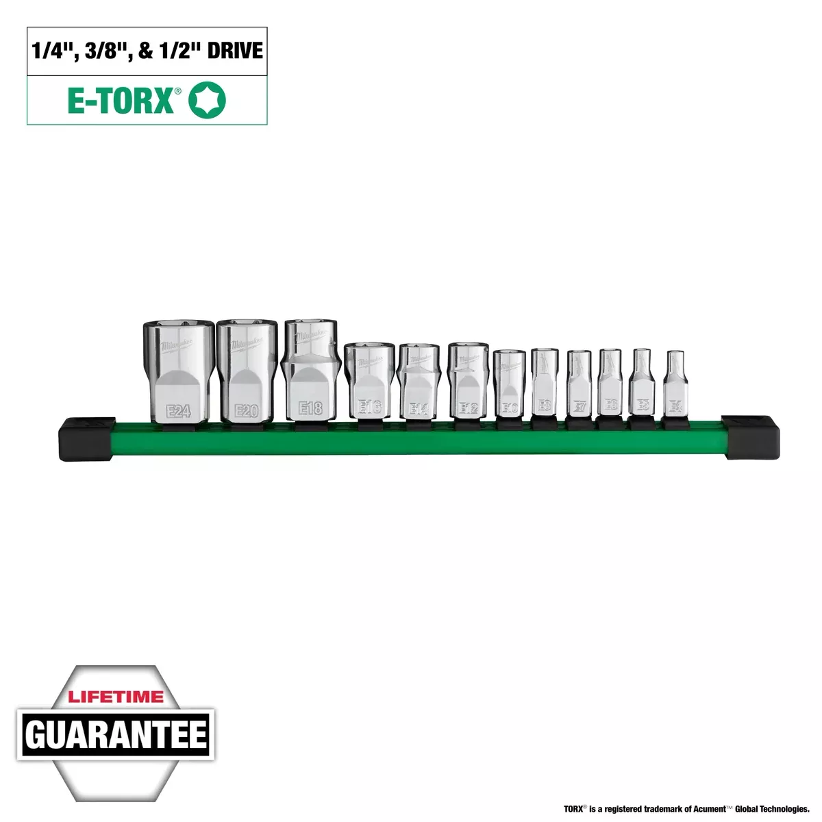 Milwaukee 12pc 1/4”, 3/8”, & 1/2” Drive External TORX Socket Set