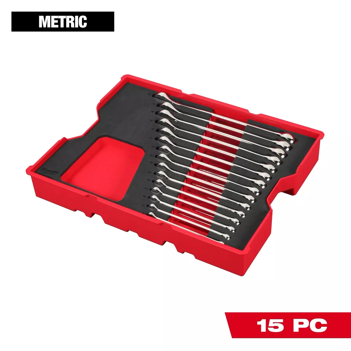 Milwaukee 15pc. Metric Combination Wrench Set with Tray for PACKOUT™ Drawers