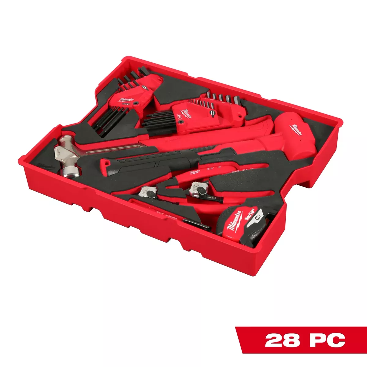 Milwaukee 28pc. Hex Key & Hammer Set with Tray for PACKOUT™ Drawers