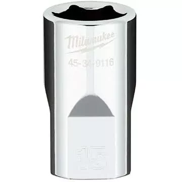 Milwaukee 45-34-9116 1/2" Drive 15mm Metric 6-Point Socket with FOUR FLAT Sides