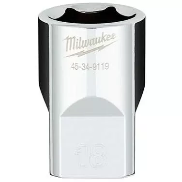 Milwaukee 45-34-9119 1/2" Drive 18mm Metric 6-Point Socket with FOUR FLAT Sides