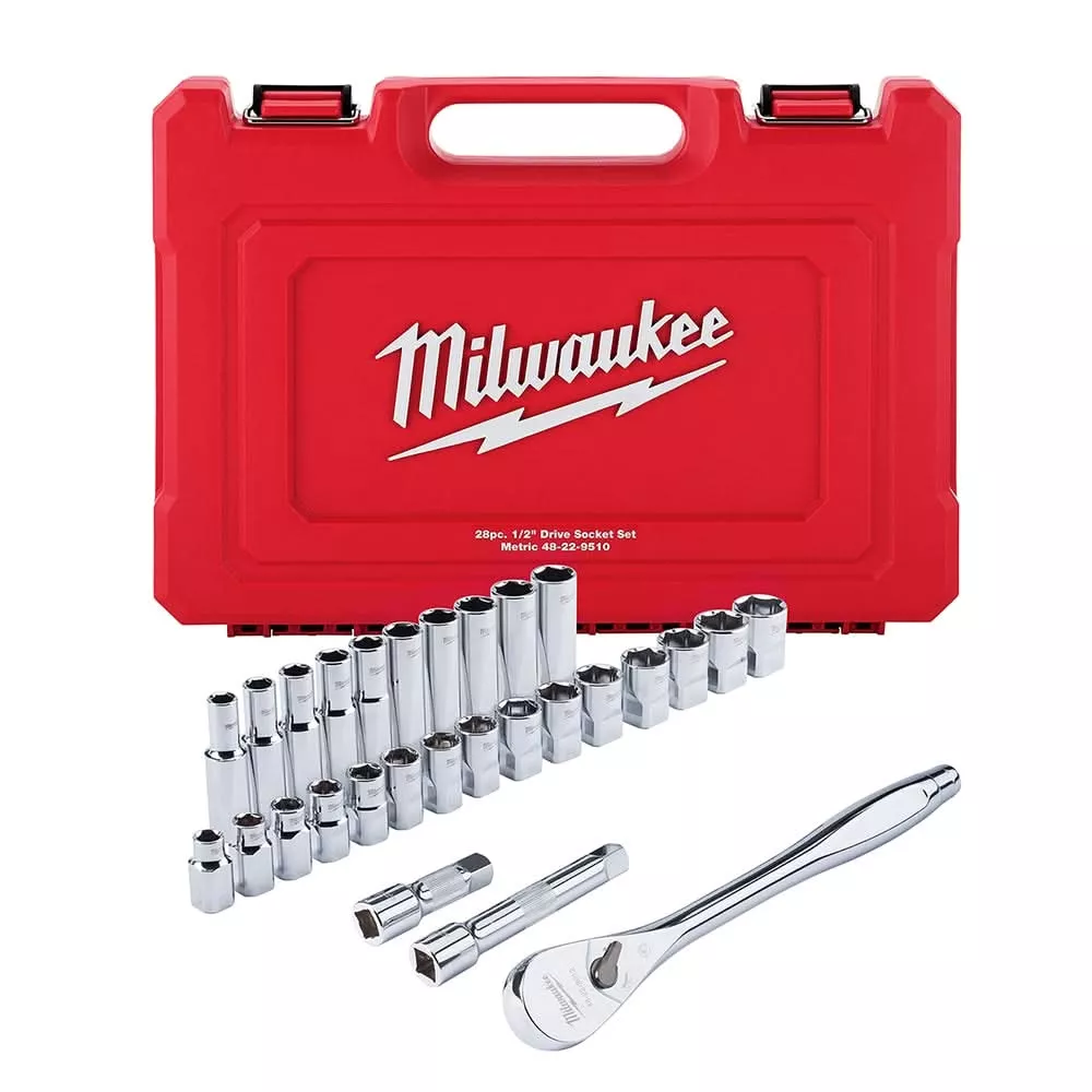 Milwaukee 48-22-9510 1/2" Drive 28-Piece Metric Ratchet & Socket Set