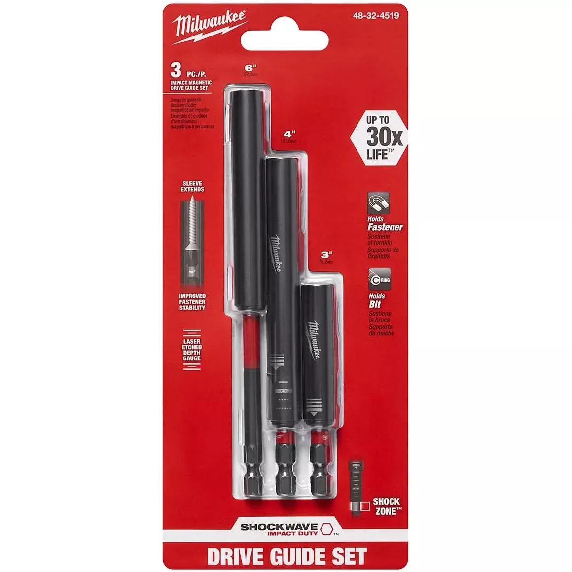Milwaukee 48-32-4519 Shockwave 3-PieceImpact Magnetic Drive Guide Set
