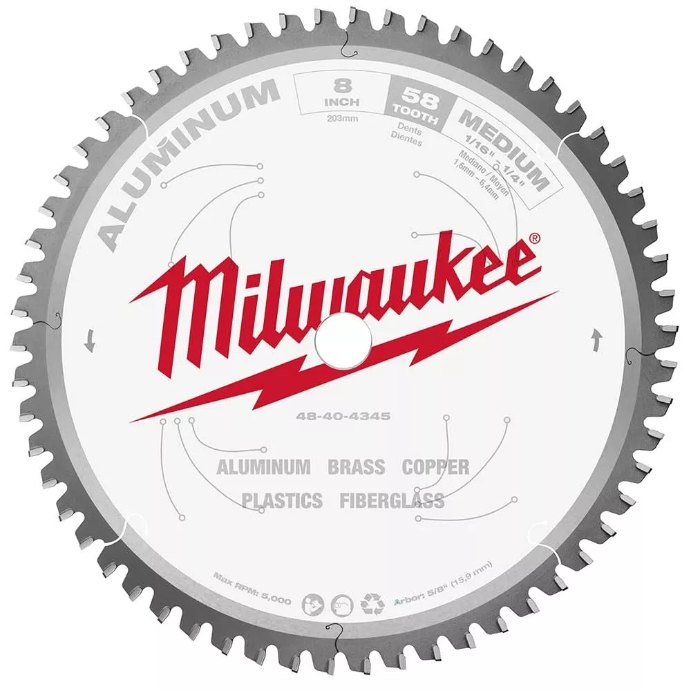 Milwaukee 48-40-4345 8 in. Aluminum Cutting Circular Saw Blade