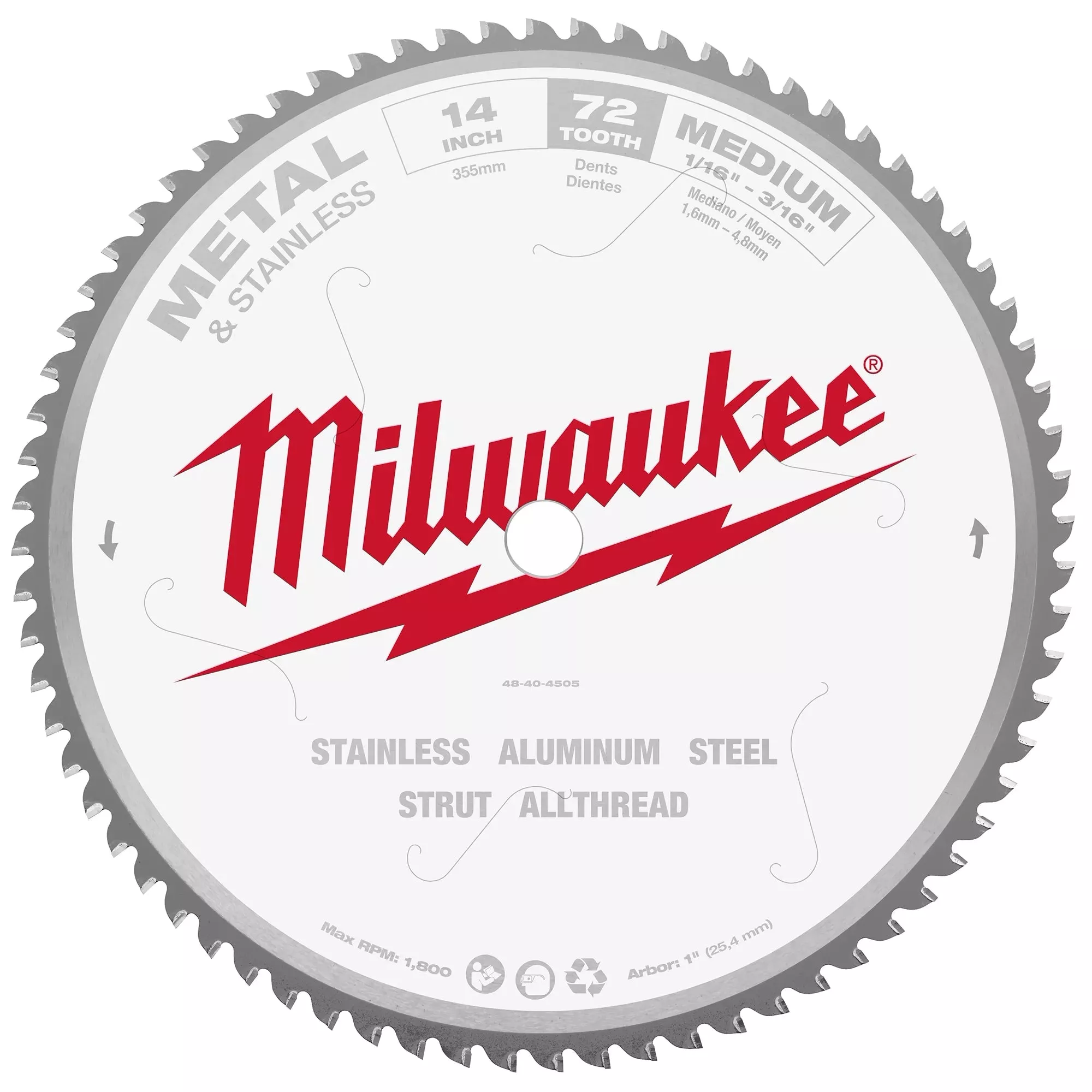 Milwaukee 48-40-4505 14" 72T METAL & STAINLESS CSB, 1"
