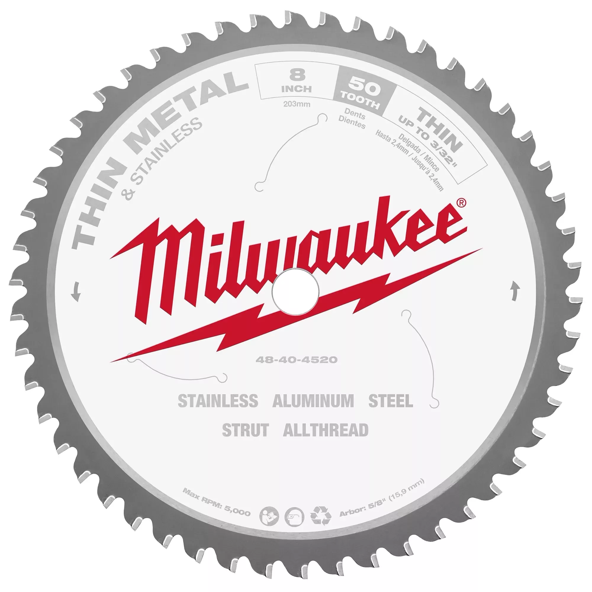 Milwaukee 48-40-4520 8" 50T METAL & STAINLESS CSB, 5/8"