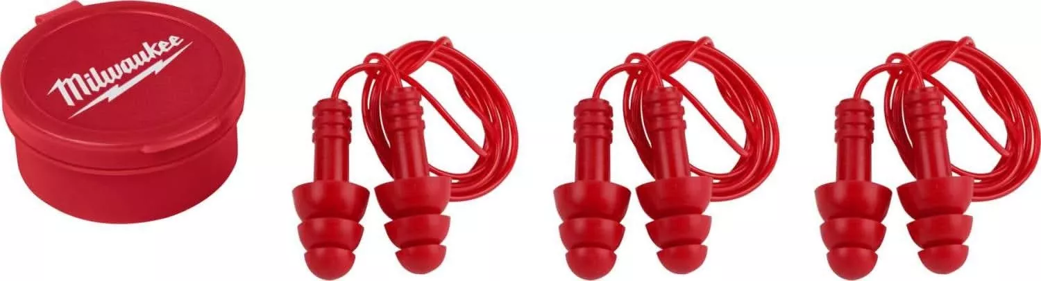 Milwaukee 48-73-3151 Reusable Corded Earplugs, 3-Pack