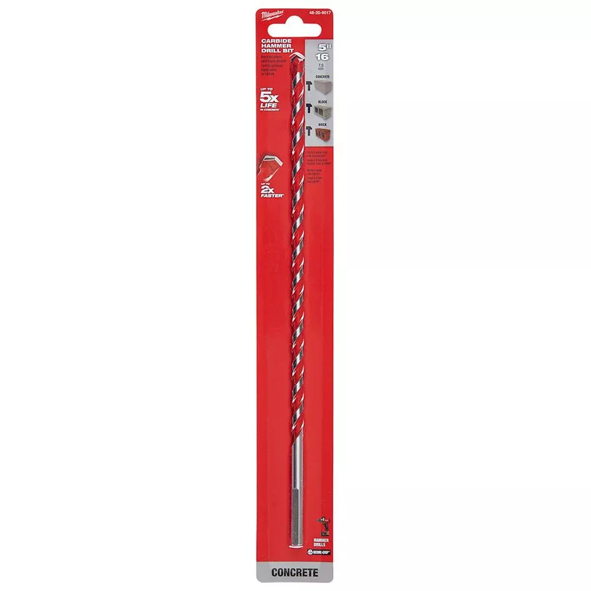 Milwaukee 5/16" x 10" x 12" SHOCKWAVE™ Impact Duty Carbide Hammer Drill Bit