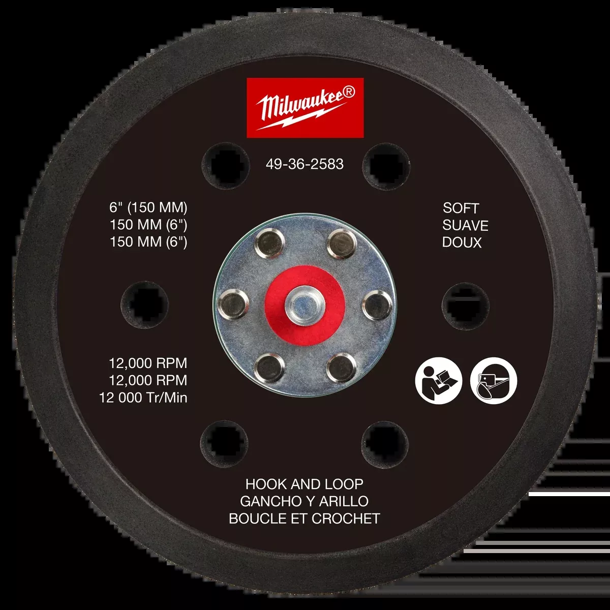 Milwaukee 6" Sander Backing Pad - Soft
