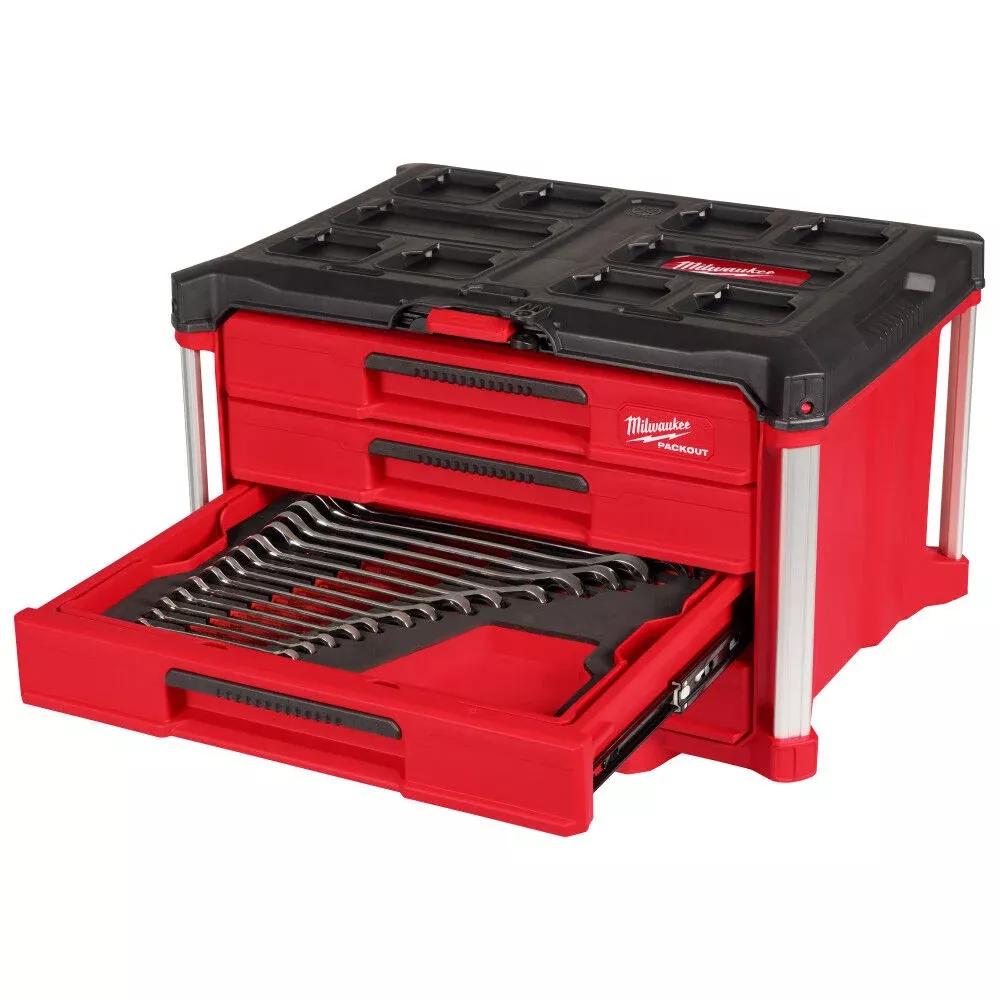 Milwaukee 60pc. Metric & SAE Combination Wrench Set with PACKOUT™ 4 Drawer Tool Box