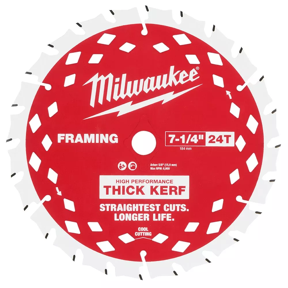 Milwaukee 7-1/4" 24T Thick Kerf Framing Circular Saw Blade 48-40-0740