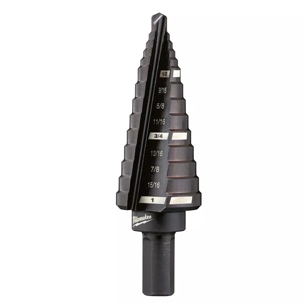 Milwaukee #8 Step Drill Bit, 1/2" - 1" by 1/16"