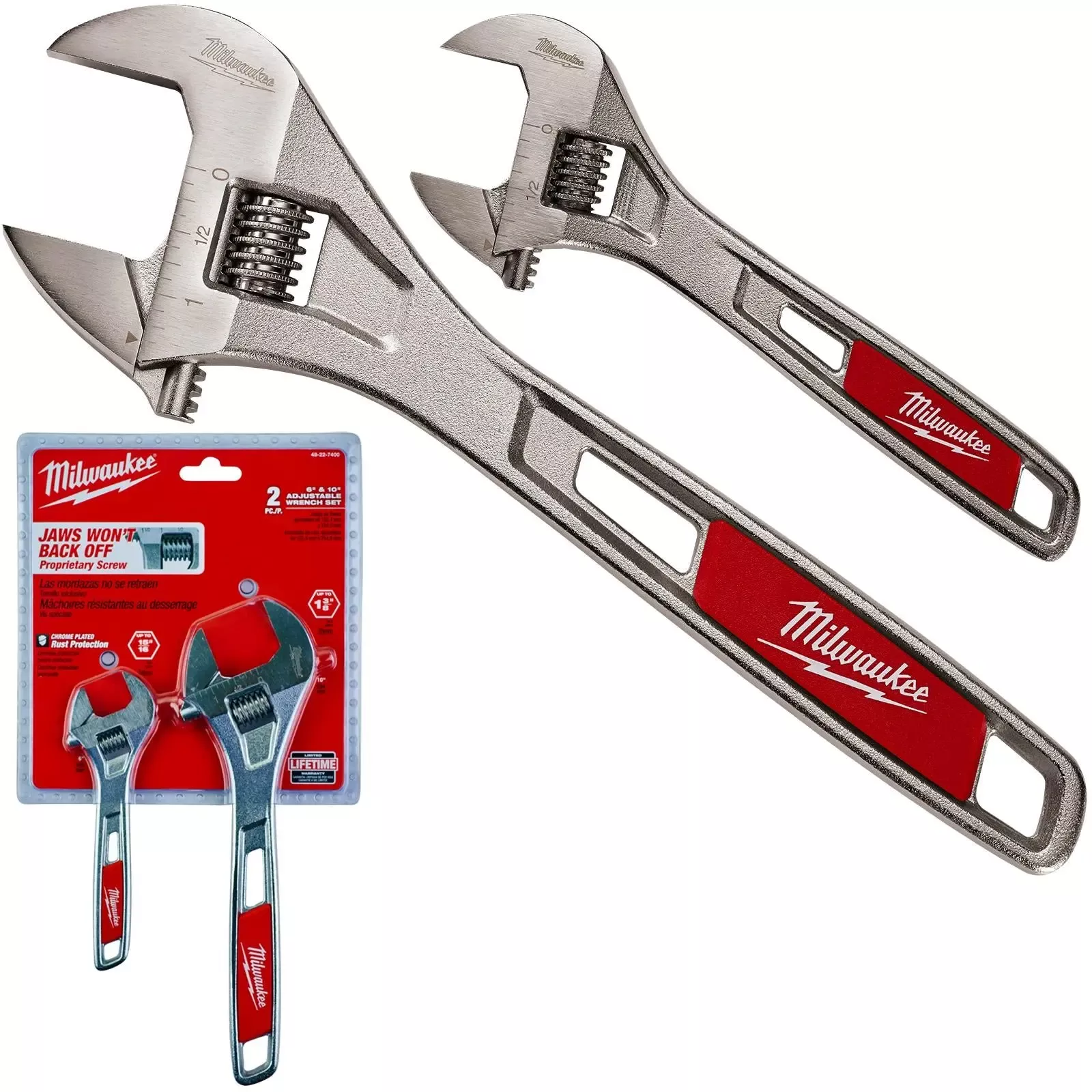Milwaukee Adjustable Wrench Twin Pack 150mm + 250mm