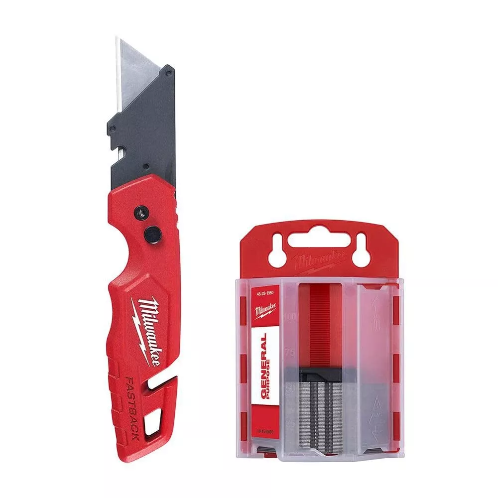 Milwaukee FASTBACK with Storage & 50PC General Utility Blades Set 48-22-1504