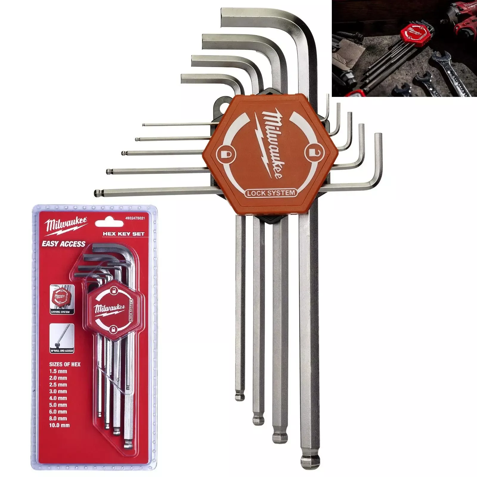 Milwaukee Hex Key Set 9 Piece 1.5-10mm Ball End