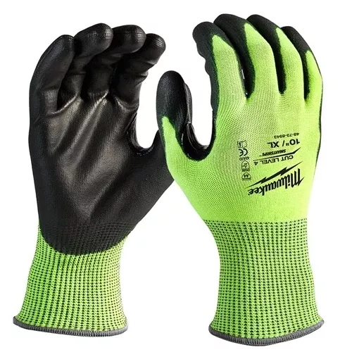Milwaukee Hi-Vis Cut Level 4 Polyurethane Dipped Gloves Small 48-73-8940
