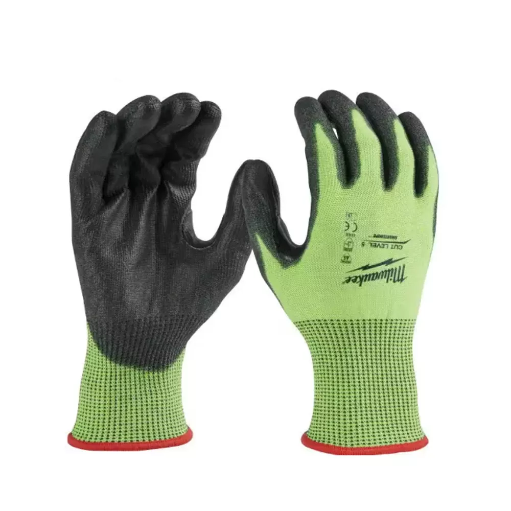 Milwaukee Hi-Vis Cut Level 5 Polyurethane Dipped Gloves Small 48-73-8950