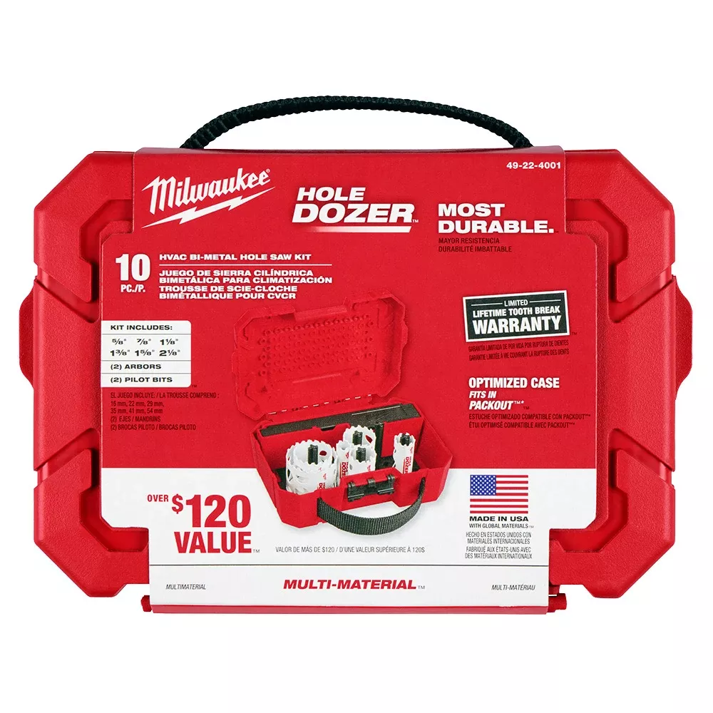 Milwaukee HOLE DOZER HVAC Hole Saw Kit - 10PC 49-22-4001