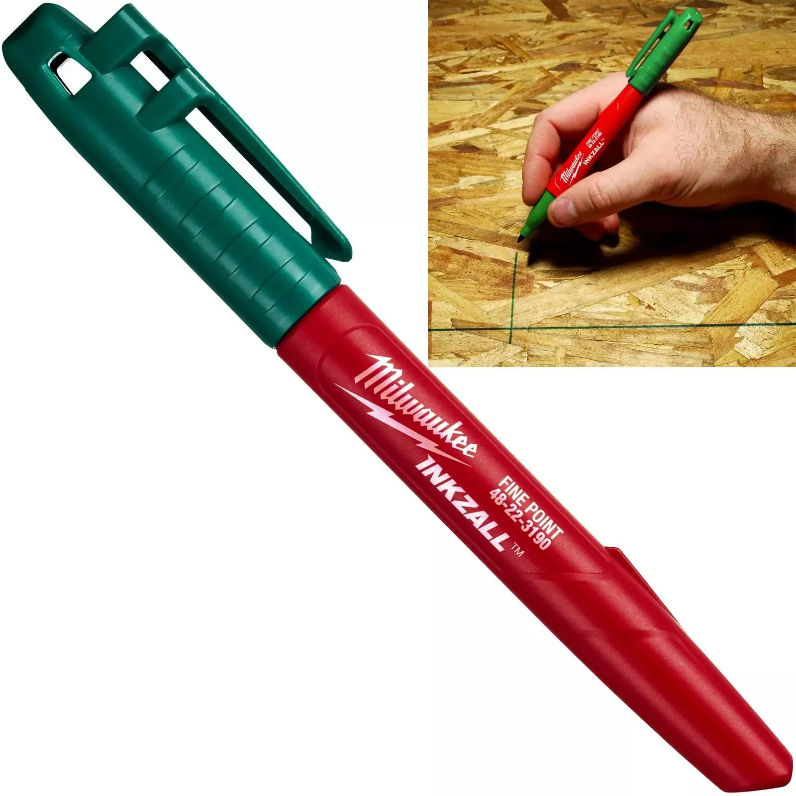 Milwaukee INKZALL Permanent Marker Pen Green 1mm Tip