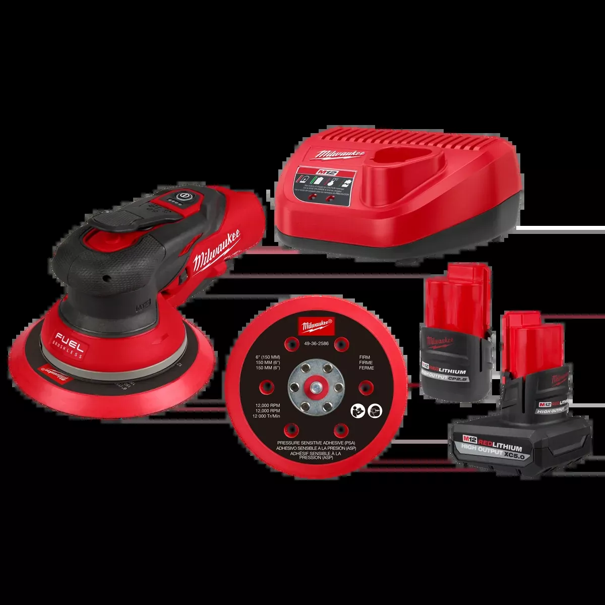 Milwaukee M12 FUEL™ 6" Random Orbital Sander Kit (3/16")