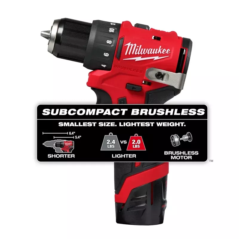 Milwaukee M12™ Subcompact Brushless 3/8" Drill/Driver Kit