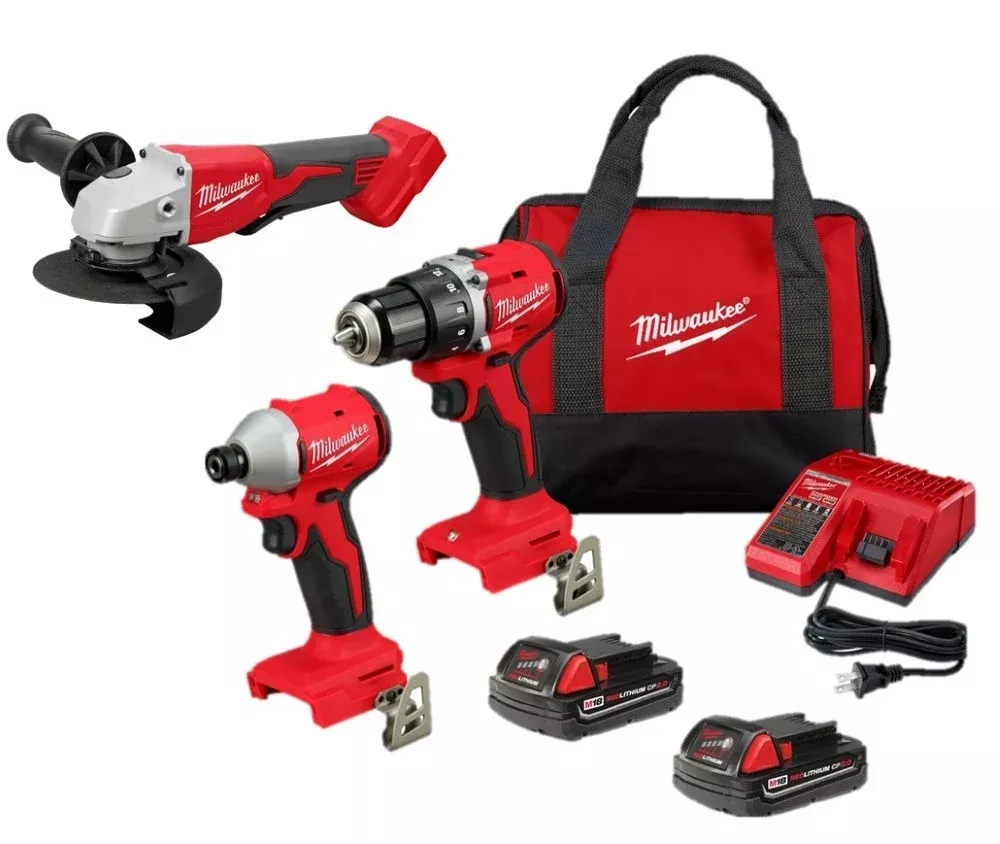 Milwaukee M18 Compact Brushless 2-Tool Combo Kit & M18 Brushless 4-1/2" / 5" Cut-Off Grinder, Paddle Switch