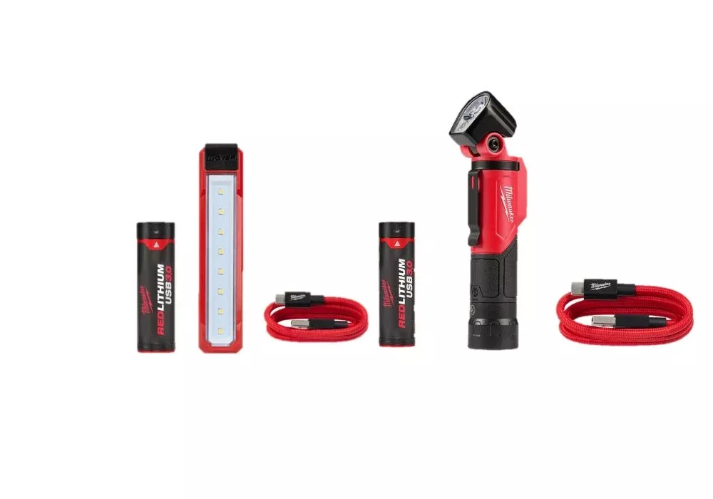 Milwaukee REDLITHIUM USB ROVER Pocket Flood Light & REDLITHIUM USB Pivoting Flashlight 2113-21 & 2112-21
