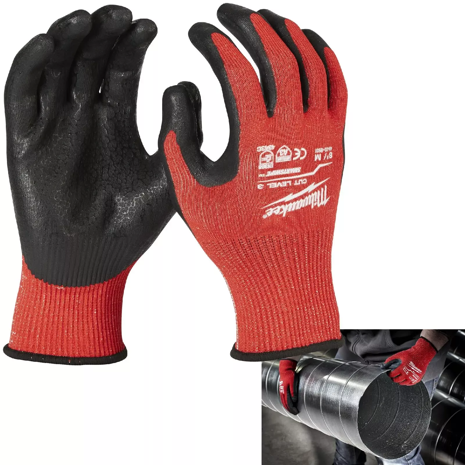 Milwaukee Safety Gloves Cut Level 3/C Dipped Glove Size 9 / L Large