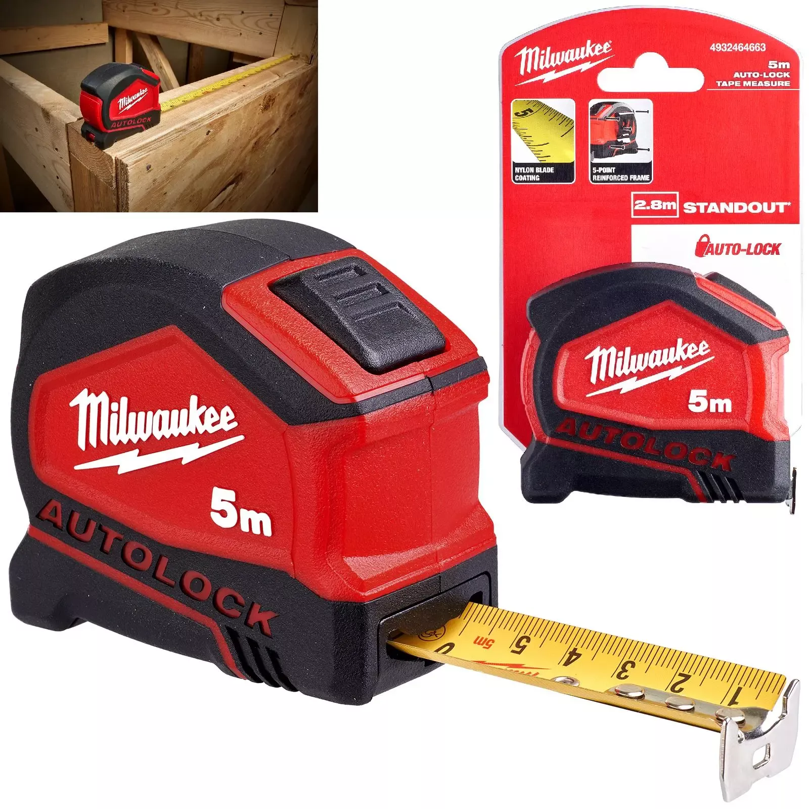 Milwaukee Tape Measure 5m Metric Autolock 25mm Blade Width