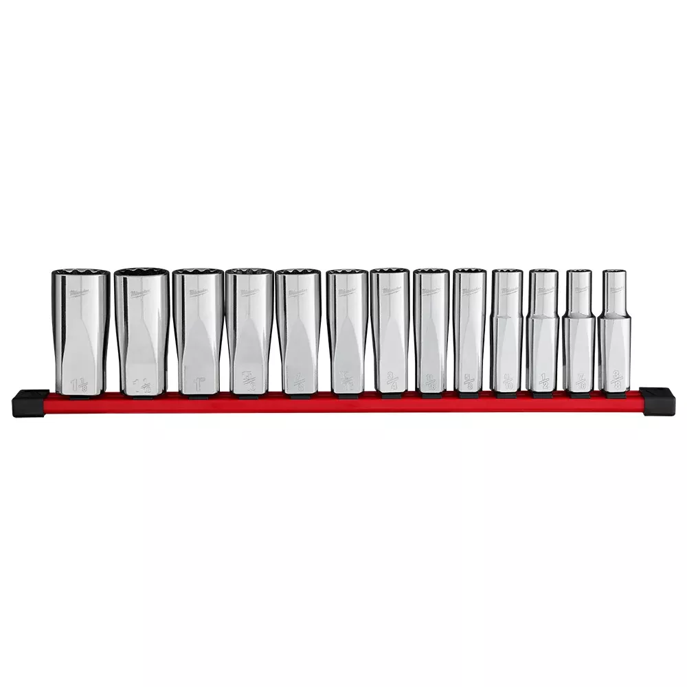 Milwaukee Tool 13pc 1/2" Drive 12-Point Deep Well SAE Socket Set 48-22-9424