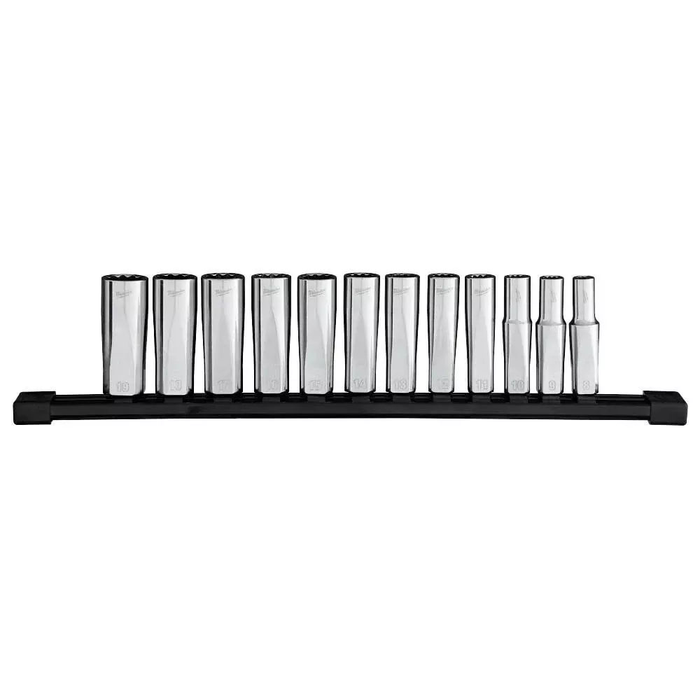 Milwaukee Tools 12pc 3/8” Drive 12-Point Deep Well Metric Socket Set 48-22-9521