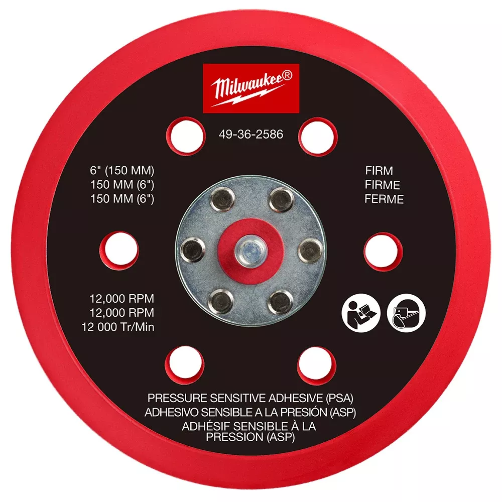 Milwaukee Tools 6" Pressure Sensitive Adhesive Sander Backing Pad – Firm 49-36-2586