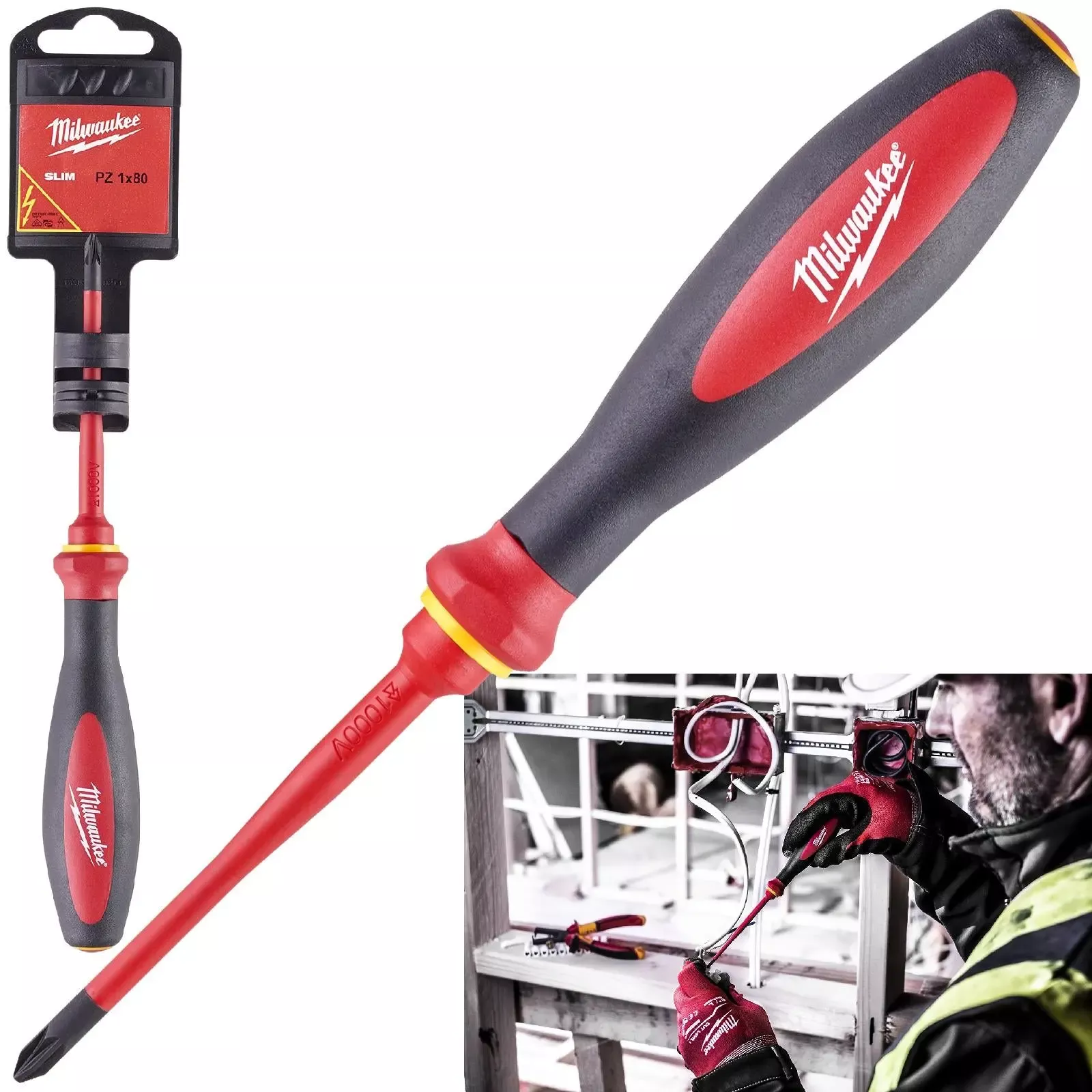 Milwaukee VDE Slim Screwdriver Pozi PZ1 x 80mm